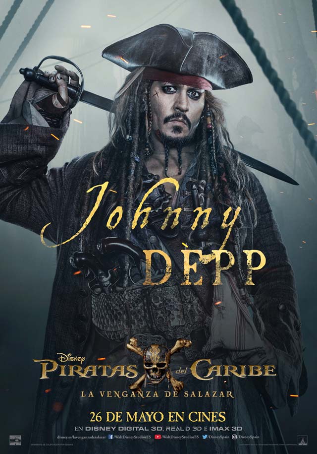 Piratas del Caribe: La venganza de Salazar - cartel Johnny Depp es Jack Sparrow