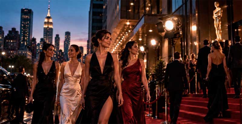 Invitadas llegando a una gala cinematográfica en Nueva York durante un festival de cine