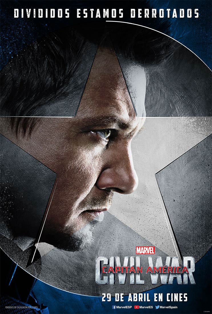 Capitán América: Civil war - cartel Jeremy Renner es Hawkeye