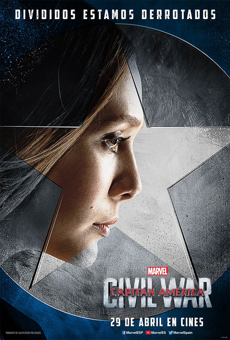 Capitán América: Civil war - cartel Elizabeth Olsen es Scarlet Witch