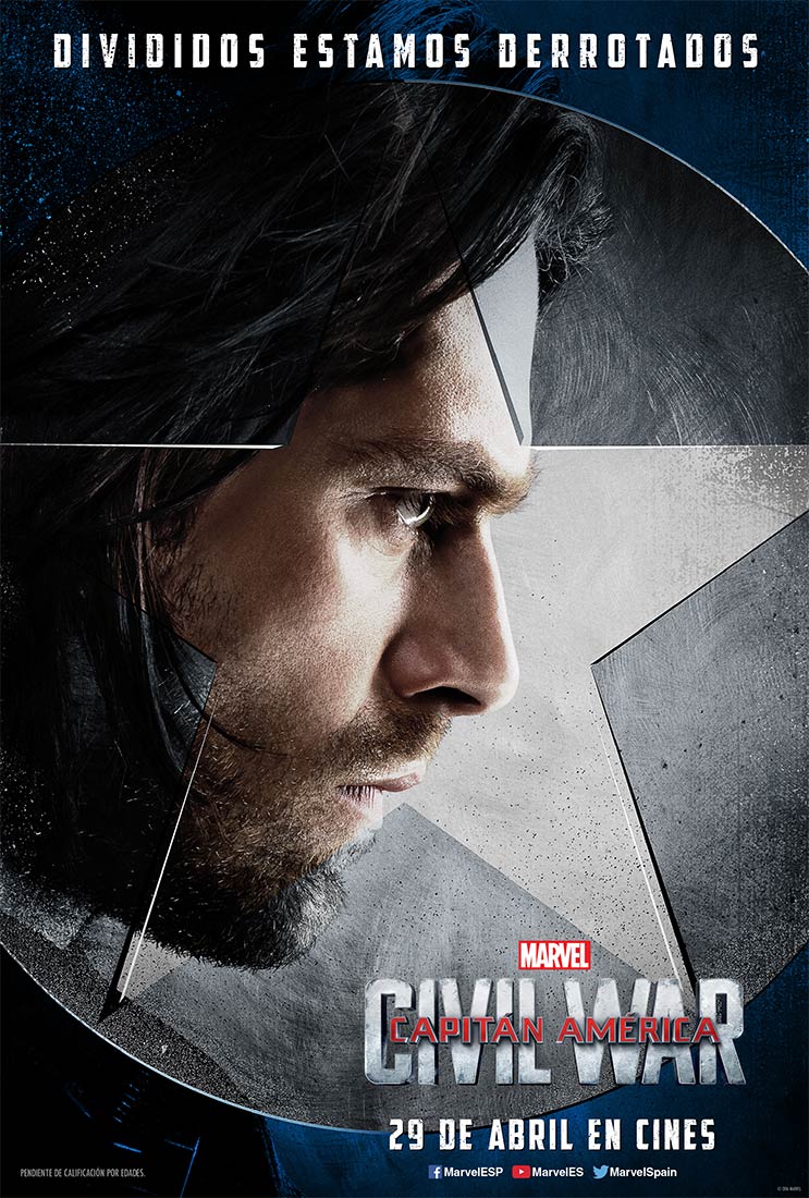 Capitán América: Civil war - cartel Sebastian Stan es Soldado de invierno