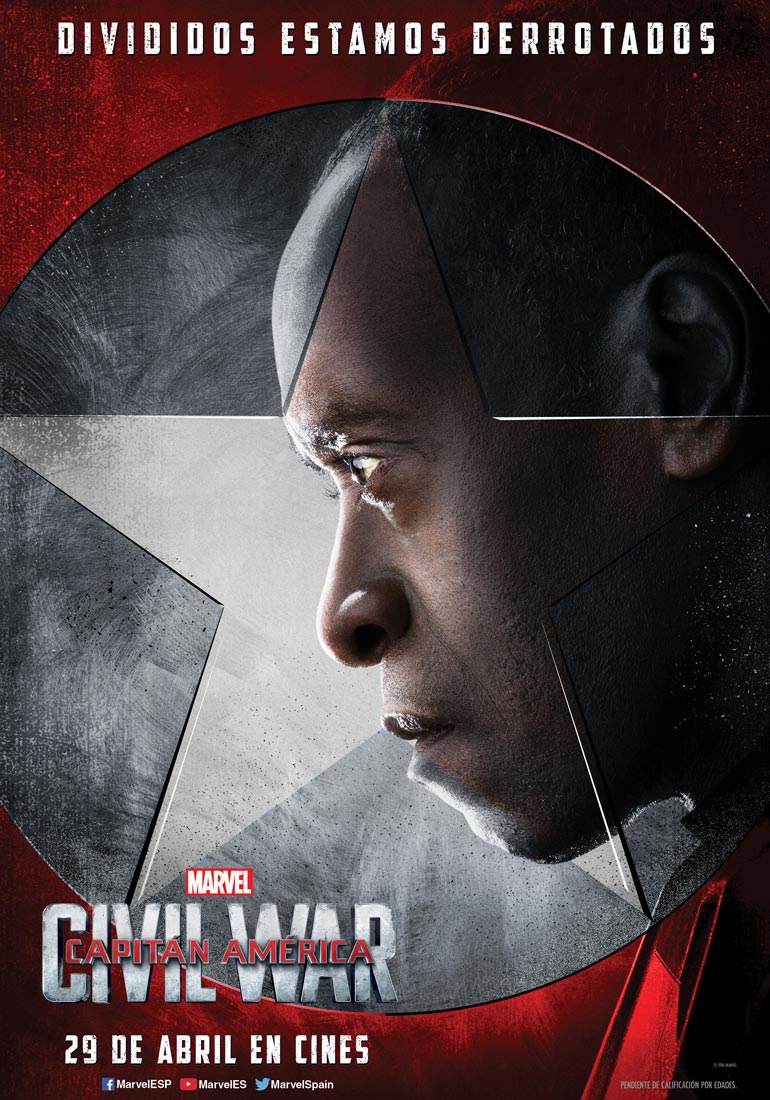 Capitán América: Civil war - cartel Don Cheadle es War Machine