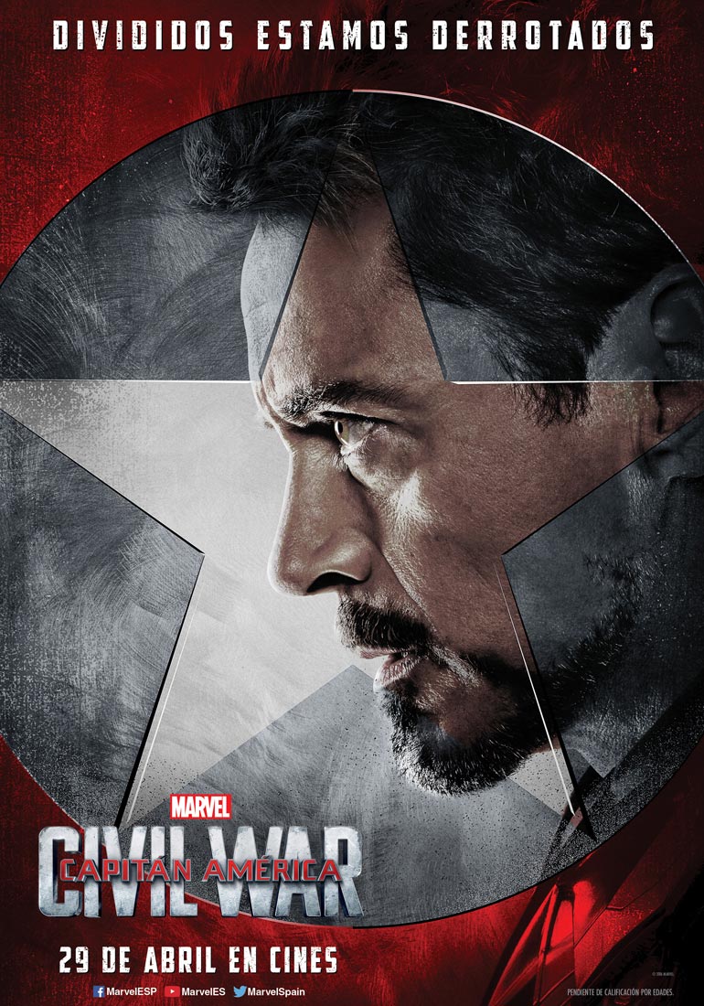 Capitán América: Civil war - cartel Robert Downey Jr. es Iron Man