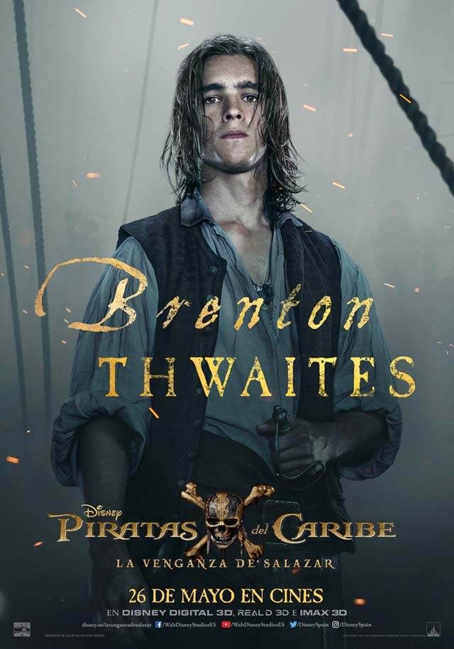 Piratas del Caribe: La venganza de Salazar - cartel Brenton Thwaites es Henry