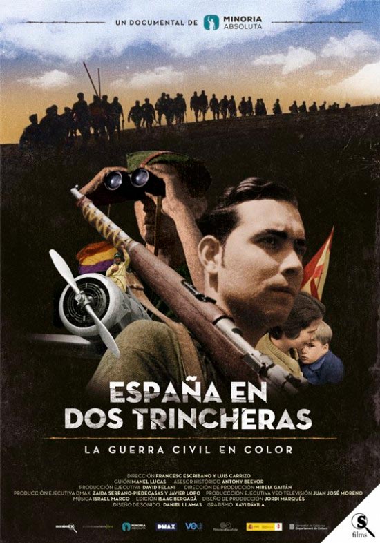 España en dos trincheras, la guerra civil en color - cartel