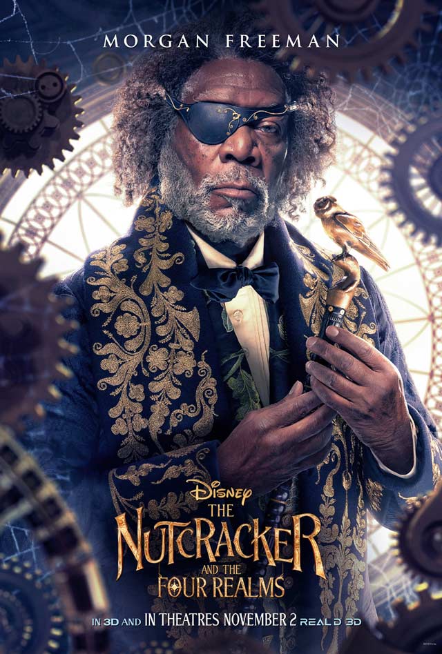 El cascanueces y los 4 reinos - cartel Morgan Freeman es Drosselmeyer