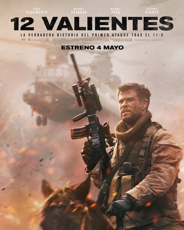 12 valientes - cartel Chris Hemsworth es el Capitán Mitch Nelson