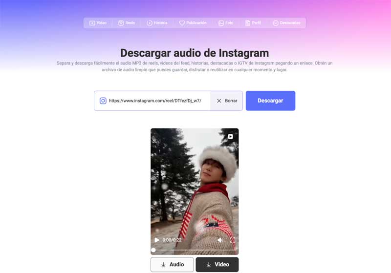 Descargar audio de Instagram