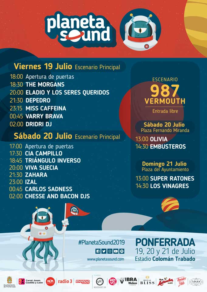 Planeta Sound Cartel por días con horarios edición 2019