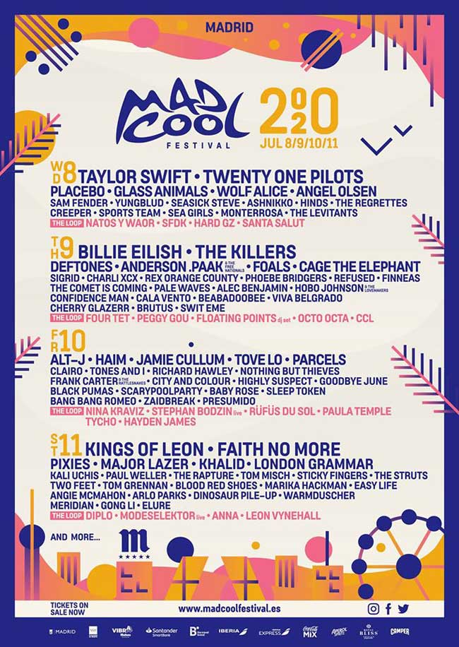 Mad Cool Festival Cartel por días edición 2020 / a 10 de enero de 2020 / cancelado
