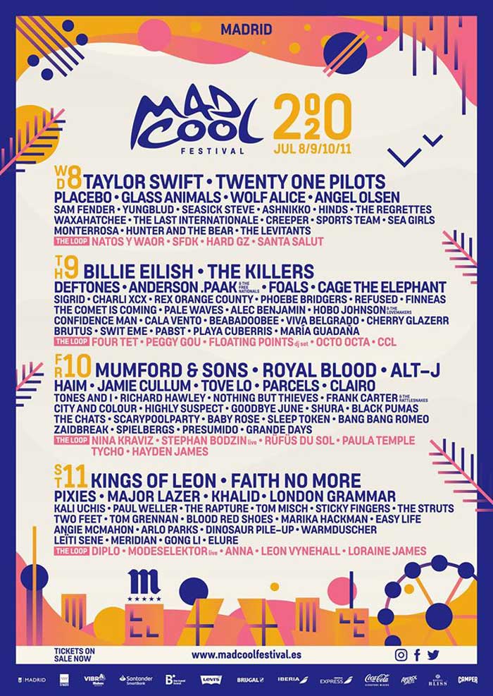 Mad Cool Festival Cartel por días edición 2020 / cancelado