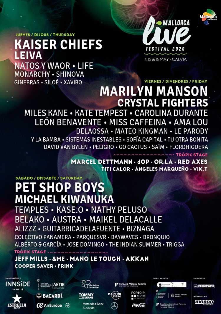 Mallorca Live Festival Cartel por días edición 2020
