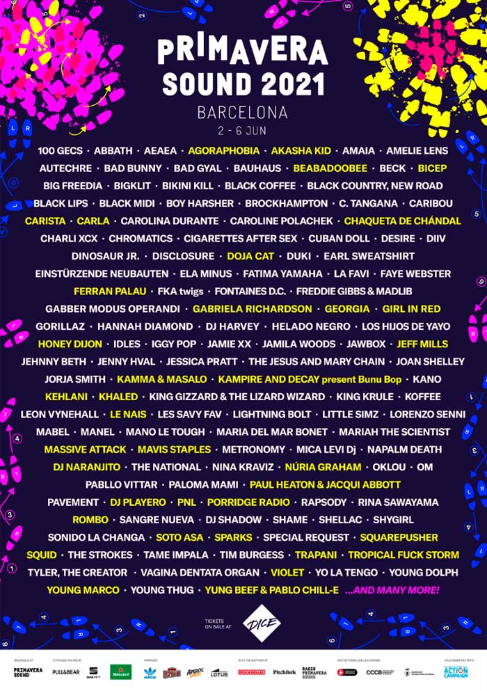 Cartel Primavera Sound Barcelona 2021 a 3 de junio de 2020