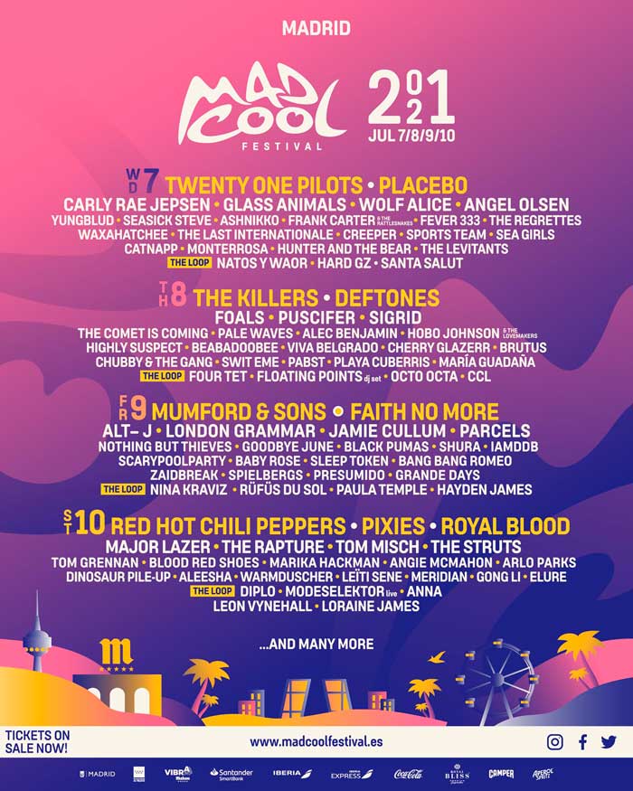 Mad Cool Festival Cartel por días edición 2021 / a 8 de julio de 2020 / cancelado