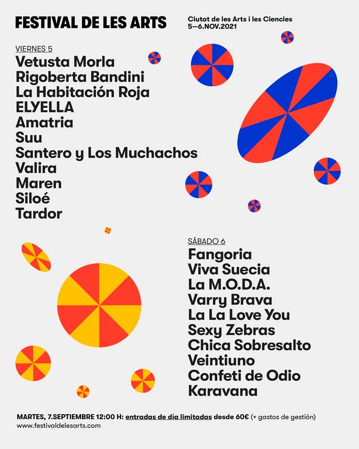 Festival de les Arts Cartel por días del Festival de les Arts 2021