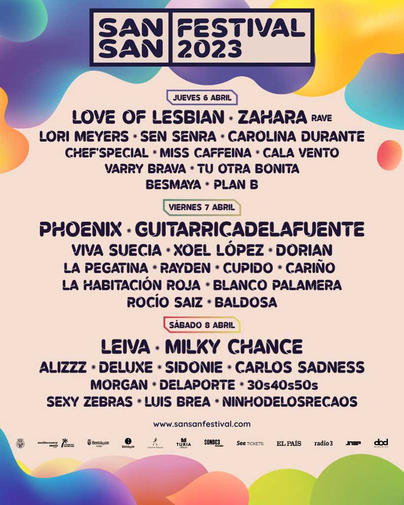 SanSan Festival Cartel por días edición 2023