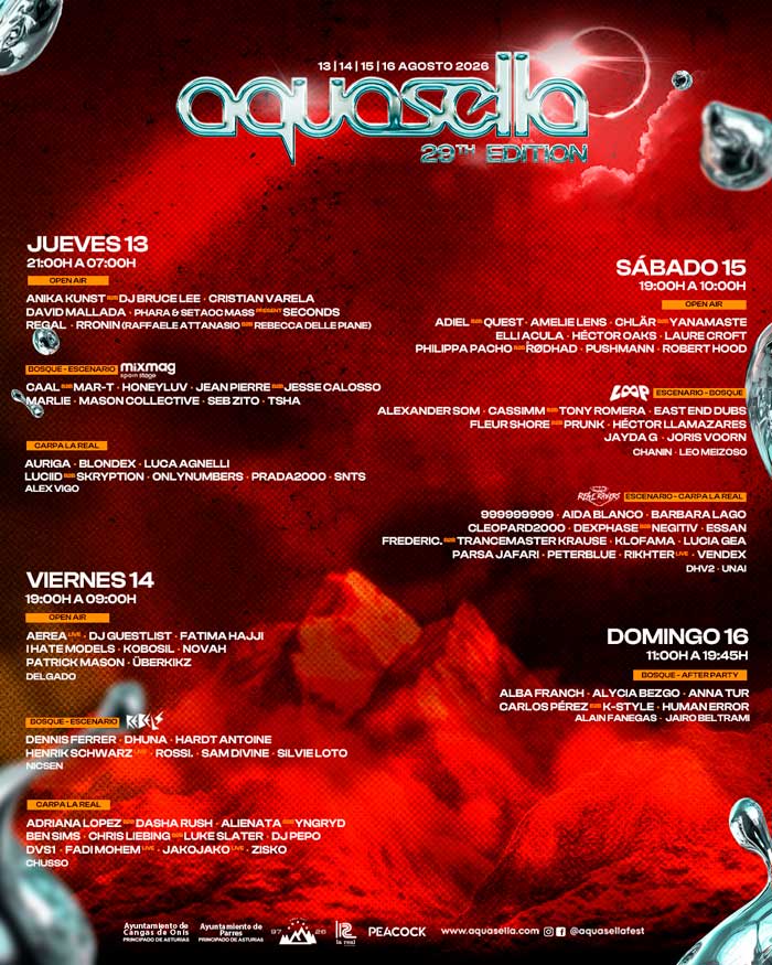 Aquasella Cartel por días edición 2026