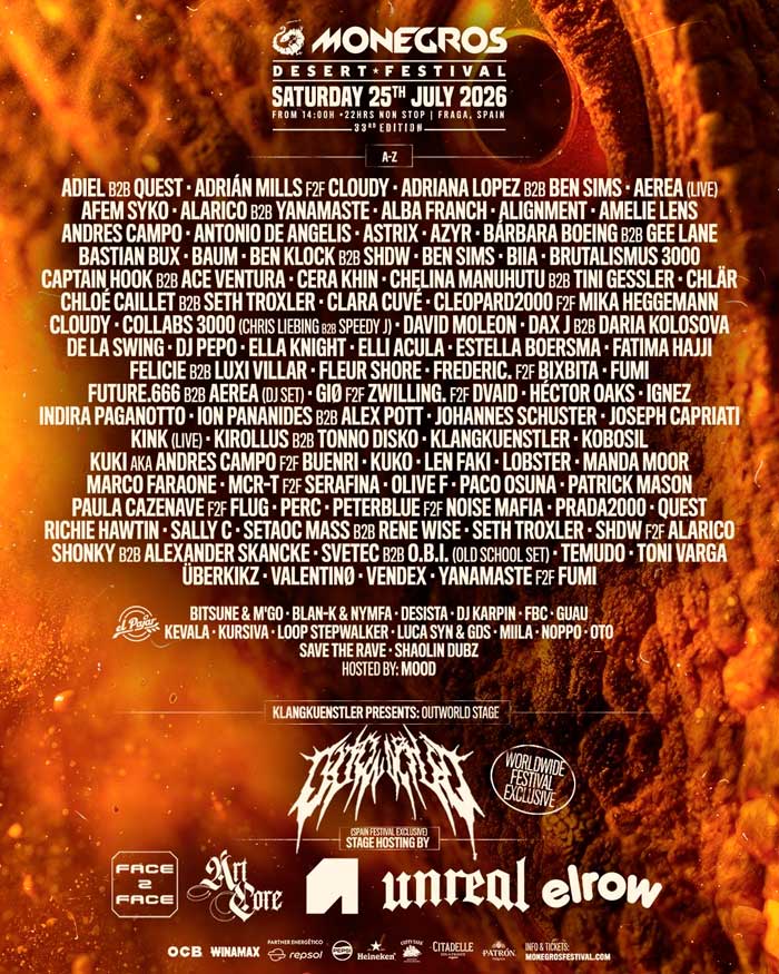 Monegros Desert Festival Cartel edición 2026