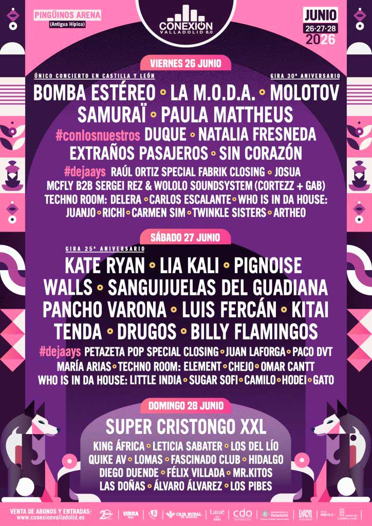 Conexión Valladolid Festival Cartel por días edición 2026