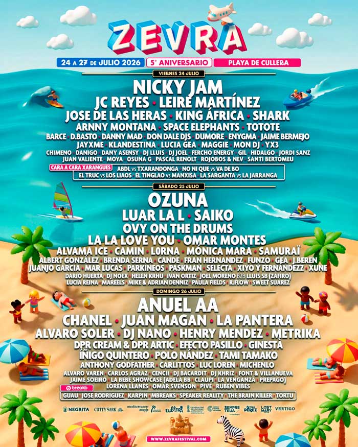 Zevra Festival Cartel por días edición 2026