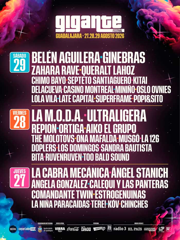 Festival Gigante Cartel por días edición 2026