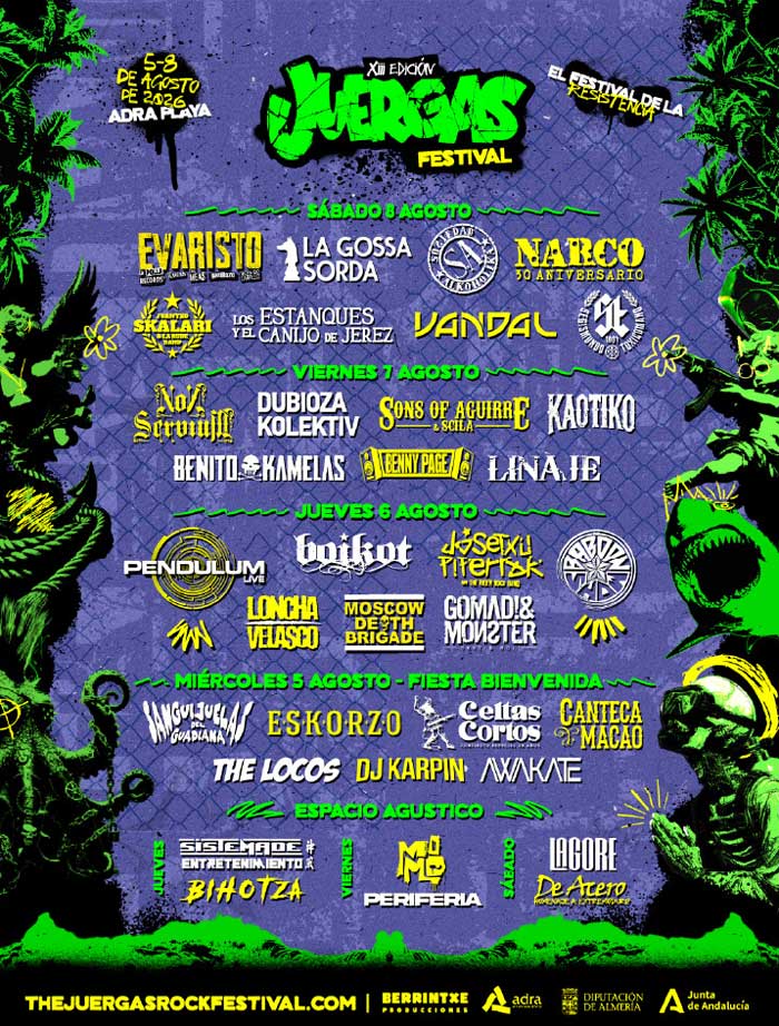 The Juergas Rock Festival Cartel por días edición 2026