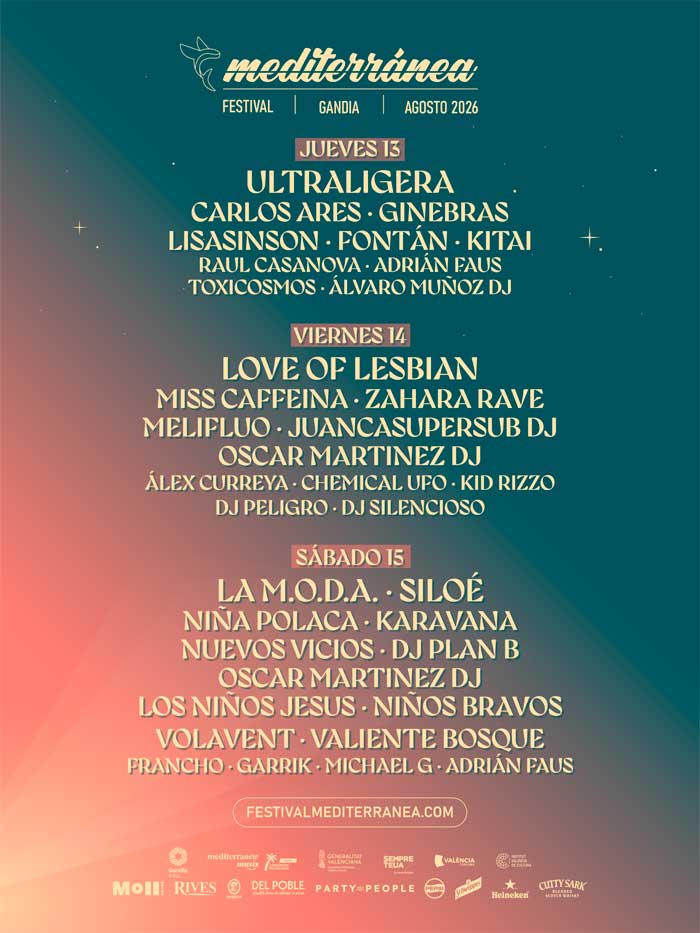 Mediterránea Festival Cartel por días edición 2026