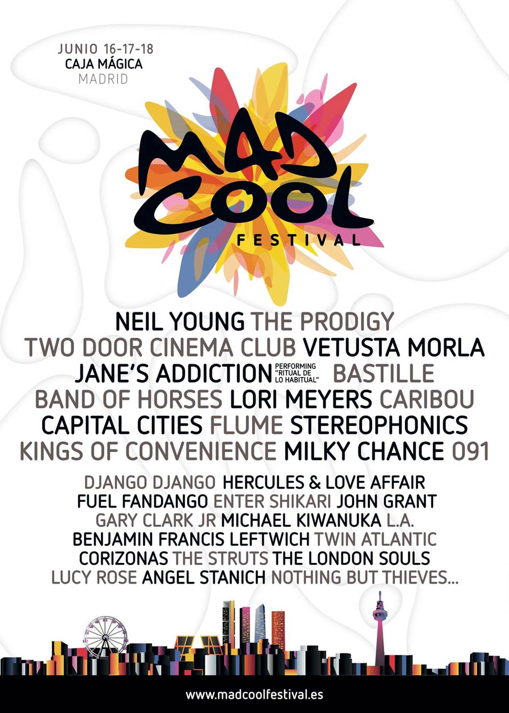 Mad Cool Festival Cartel provisional primera edición año 2016