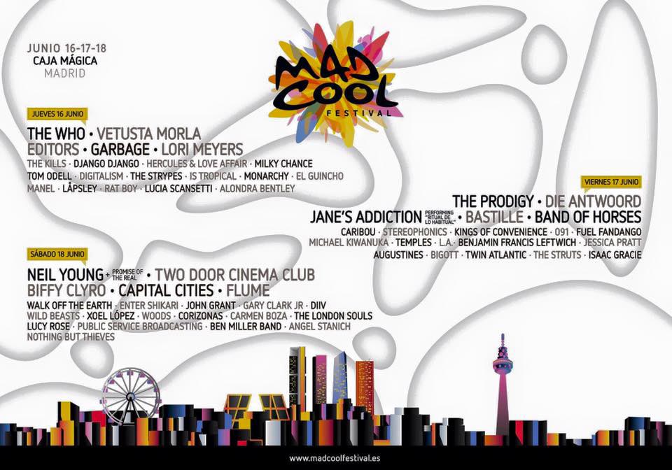 Cartel por días del Mad Cool Festival 2016