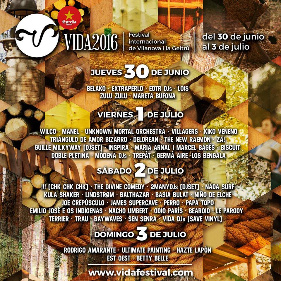 Cartel por días del VIDA Festival 2016