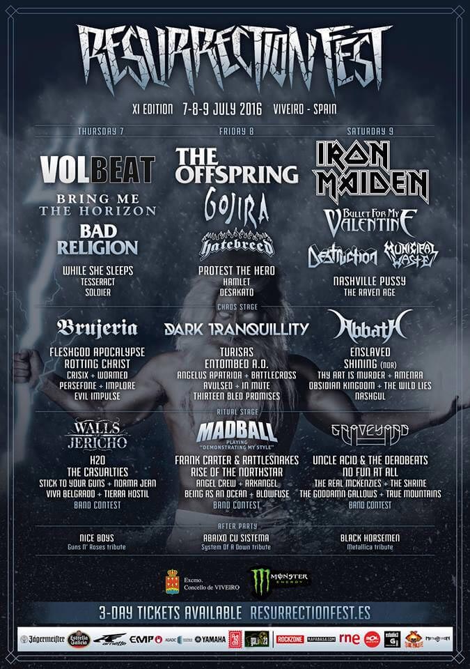 Resurrection Fest Cartel por días edición 2016