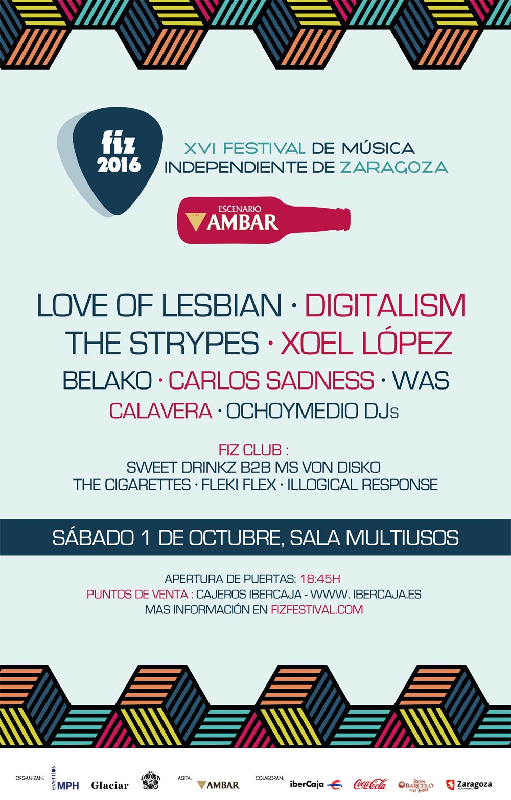 Cartel Festival de música independiente de Zaragoza 2016