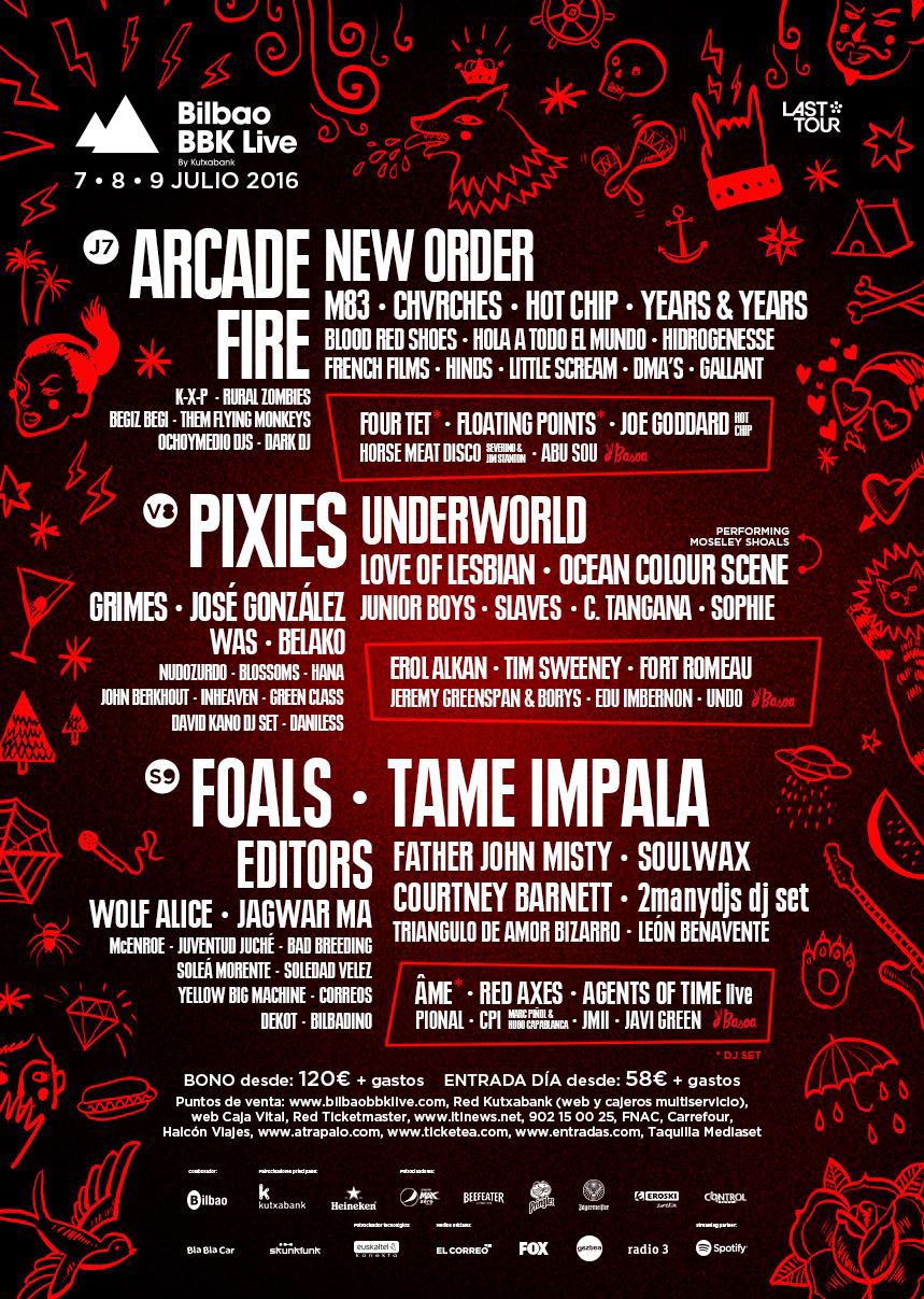 Cartel por días Bilbao BBK Live 2016