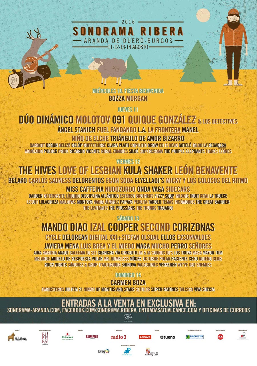 Cartel por días del festival Sonorama 2016