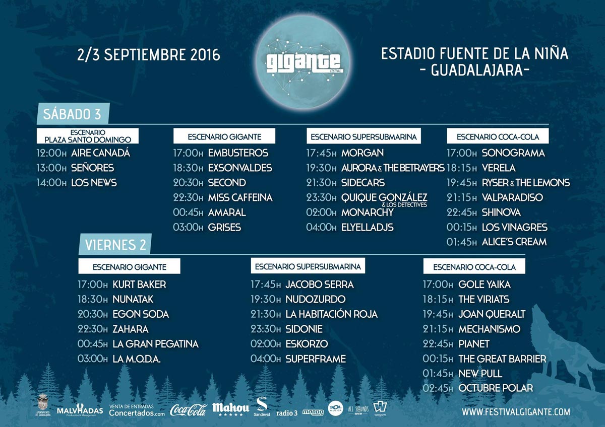 Horarios del Festival Gigante 2016