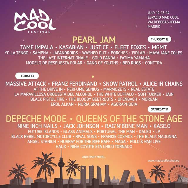 Mad Cool Festival Cartel por días edición 2018 / a 14 de diciembre de 2017