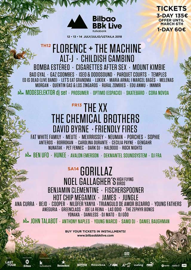 Cartel por días Bilbao BBK Live 2018 Cartel provisional por días Bilbao BBK Live 2018