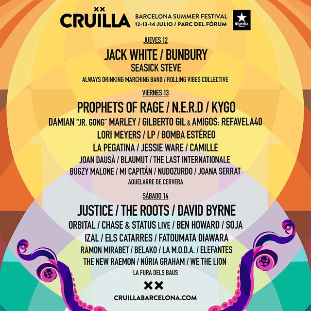 Festival Cruïlla Cartel por días edición 2018
