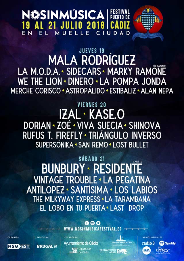 No Sin Música Festival Cartel por días edición 2018