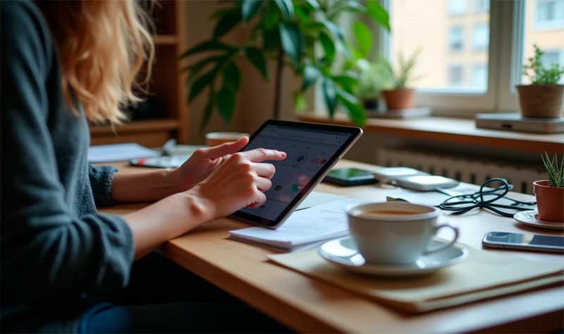 Mujer trabajando con tablet