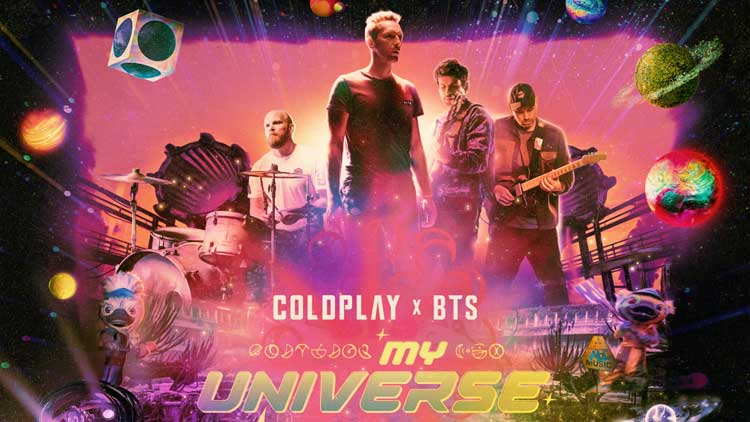 Coldplay en el cartel del videoclip de la canción 'My universe'
