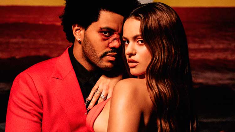 The Weeknd con Rosalía en foto promocional del remix de 'Blinding lights'