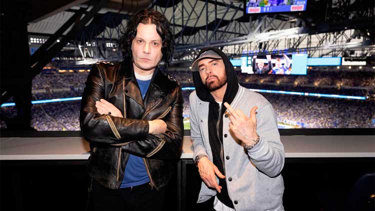 Jack White y Eminem en el partido Detroit Lions vs Green Bay Packers de la NFL