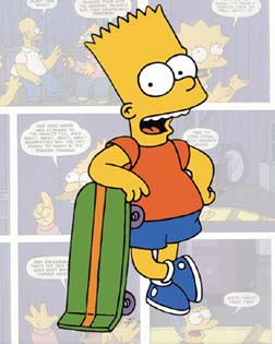 Bart con su monopatín