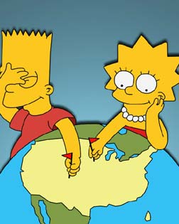 Bart y Lisa en sus clases de geografía