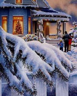 Casa adornada para la Navidad