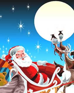 arrojar polvo en los ojos tinción Espacio cibernético Postales de navidad: Papá Noel lleva los regalos