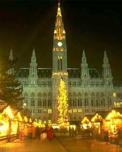 Viena, el Rathaus dominando el mercado navideño